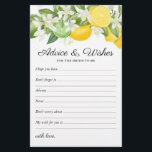 Wishes & Advice Citrus Greenery Bridal Shower<br><div class="desc">Make your citurs themed bridal shower one to remember with this elegant "advice & wishes" bridal party templates! Featuring lush watercolor summer lemons, limes & green foliage, and a text template that can be customised. To edit a design in more detail, click personalise this template, and then scroll down to...</div>