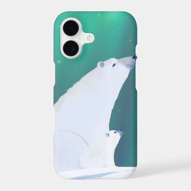 Wishes-Beautiful Polar Bear Illustration iPhone Case (Back)