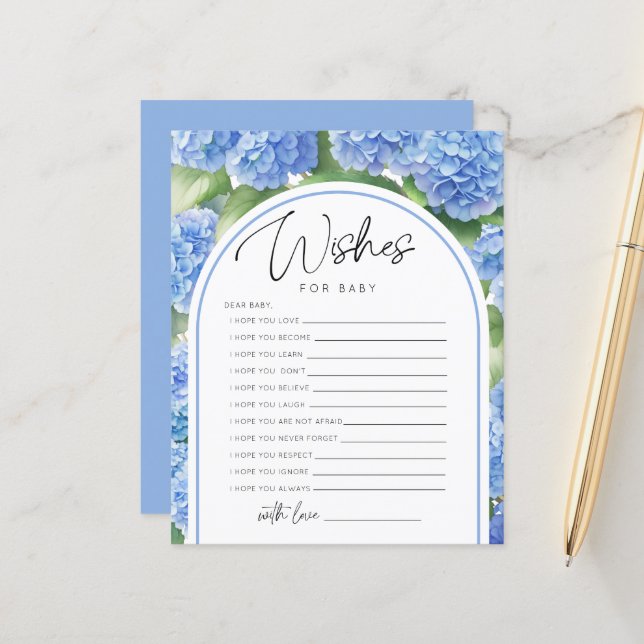 Wishes Blue Hydrangea It's a Boy Baby Shower Games (Front/Back In Situ)
