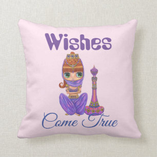 Wishes Come True Purple Genie Girl Magic Bottle Cushion