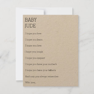 Wishes for a Baby Advice Card