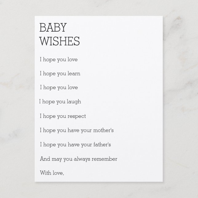 Wishes for a Baby Advice Card (Front)