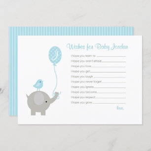 Wishes for Baby Advice Cards (Elephant Boys)