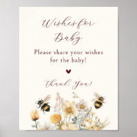 Wishes For Baby Baby Shower Bee Wildflower Floral