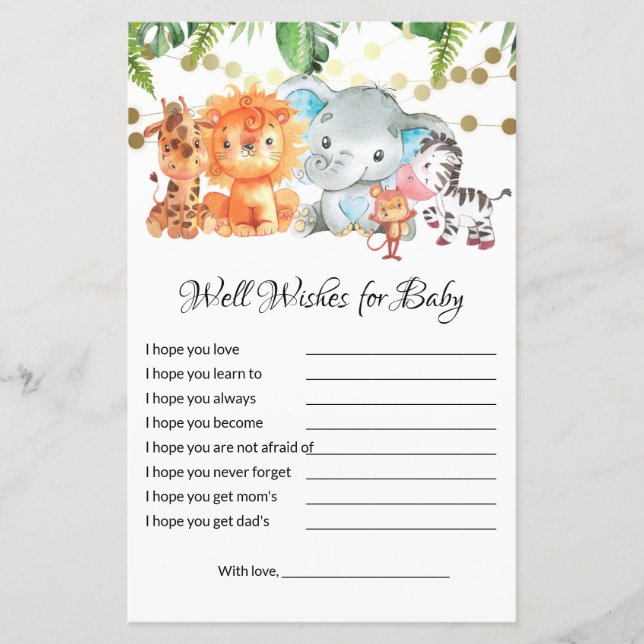 Wishes for Baby Baby Shower  Games (Front)