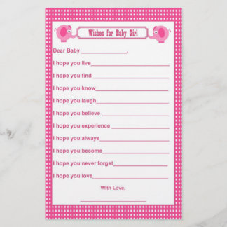 Wishes for Baby - Baby Shower Keepsake Elephant P