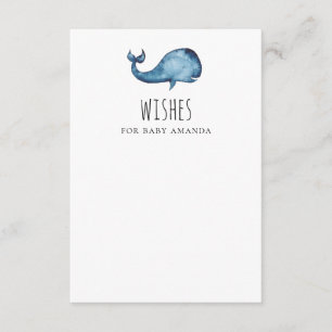 Wishes for baby. Blue whale. Cute animal advice Enclosure Card