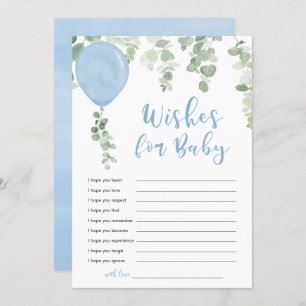 Wishes for Baby boy blue balloons Invitation