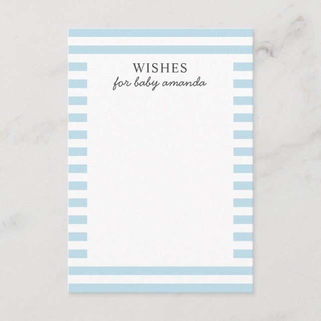 Wishes for baby boy. Blue stripes. Cute advice Enclosure Card (Front)