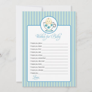 Wishes for Baby Card - Baby Boy In Tea Cup