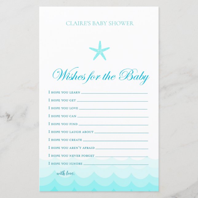Wishes for Baby Card - Baby Shower Game (Front)