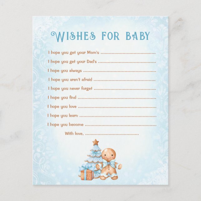 Wishes For Baby Card Christmas Boy Baby Shower (Front)