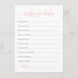 Wishes For Baby Card. Pink Baby Bash Card