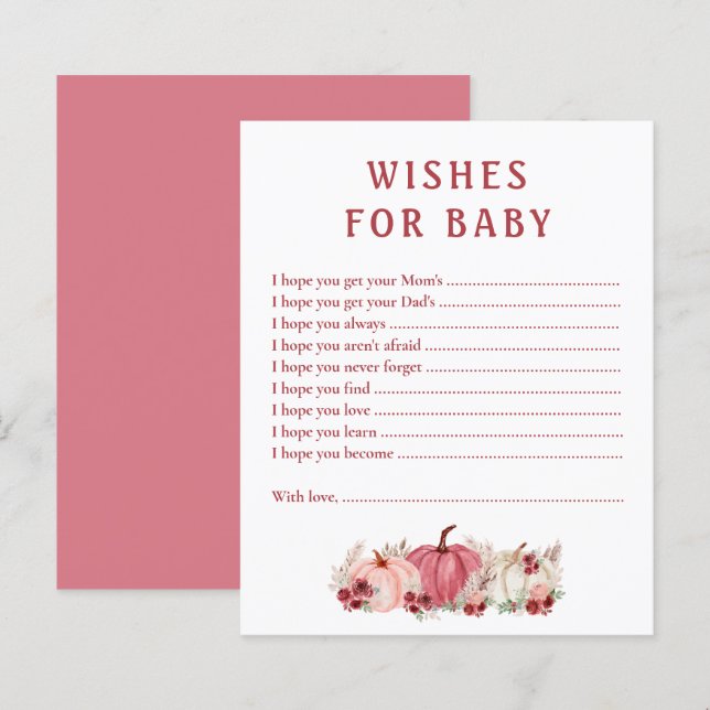 Wishes For Baby Card Pumpkins Baby Shower Game (Front/Back)