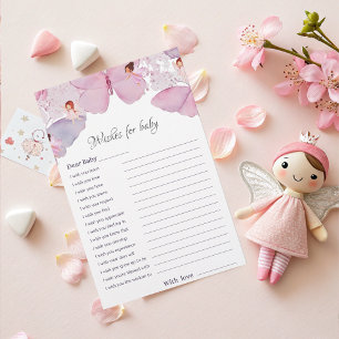 Wishes for Baby Card - Whimsical Pink Fairy Theme