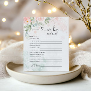 Wishes for baby card. Winter pink wishes for baby