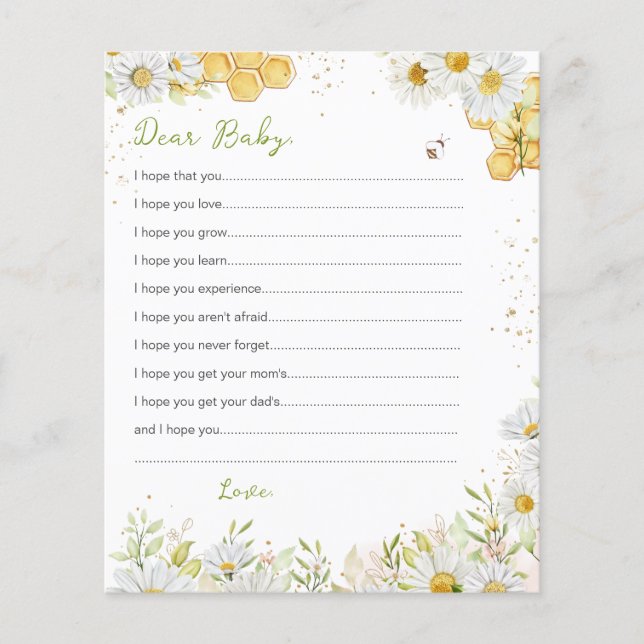 Wishes for Baby Cards Bumblebee Bee Yellow Shower (Front)