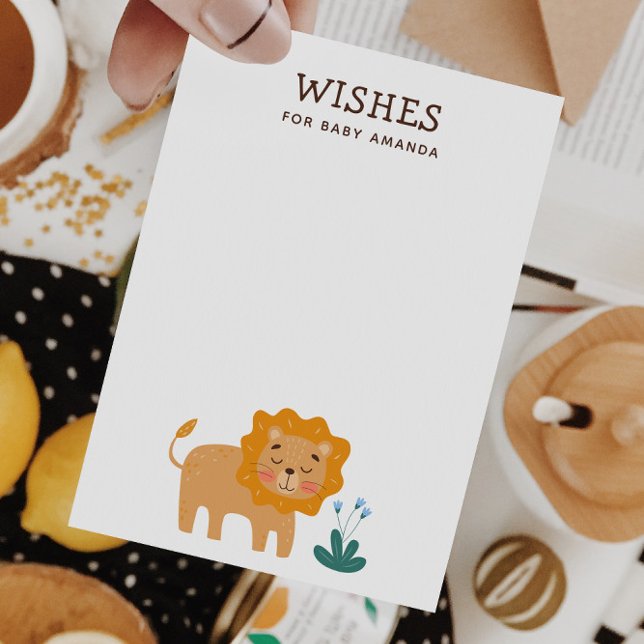 Wishes for baby. Cute lion animal safari advice Enclosure Card (Creator Uploaded)