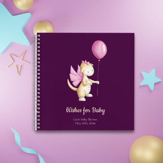 Wishes for Baby Dragon Girl Baby Shower Guest Book
