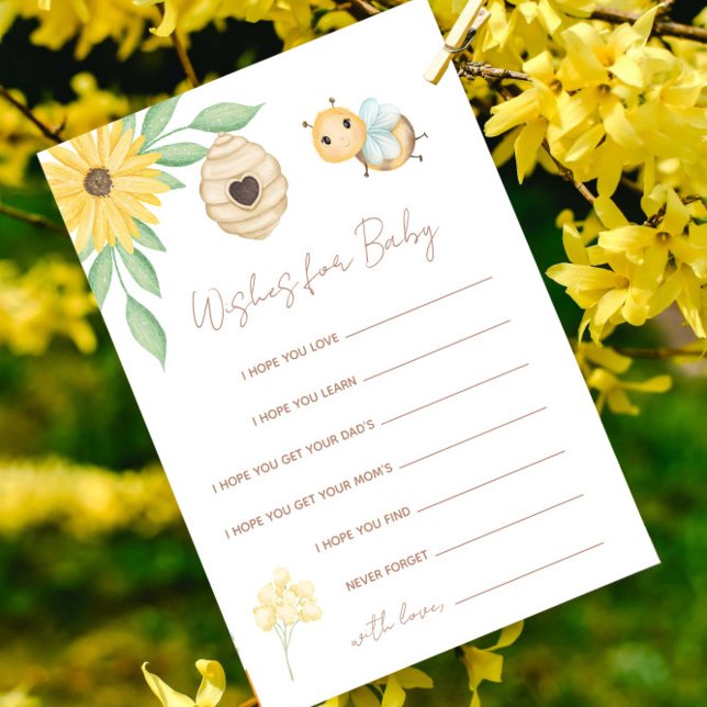 Wishes for Baby Gender Neutral Bumblebee Shower Advice Card (Bee our guest for a sweet celebration!)