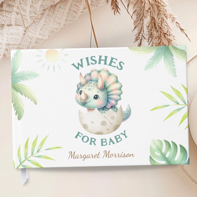 Wishes For Baby Girl Cute Dinosaur Guest Book (Creator Uploaded)