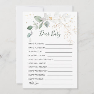 Wishes for Baby Green Gold Foliage Shower Game  Invitation