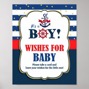Wishes for Baby Nautical Baby Shower Activity Poster