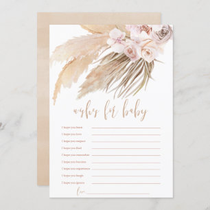Wishes for Baby Pampas grass boho baby shower Invitation