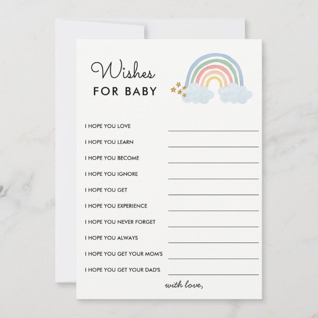 Wishes for Baby Pastel Rainbow Baby Shower Invitation (Front)
