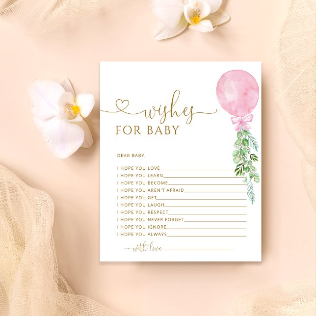 Wishes for Baby Pink Balloon Baby Shower Game (Creator Uploaded)