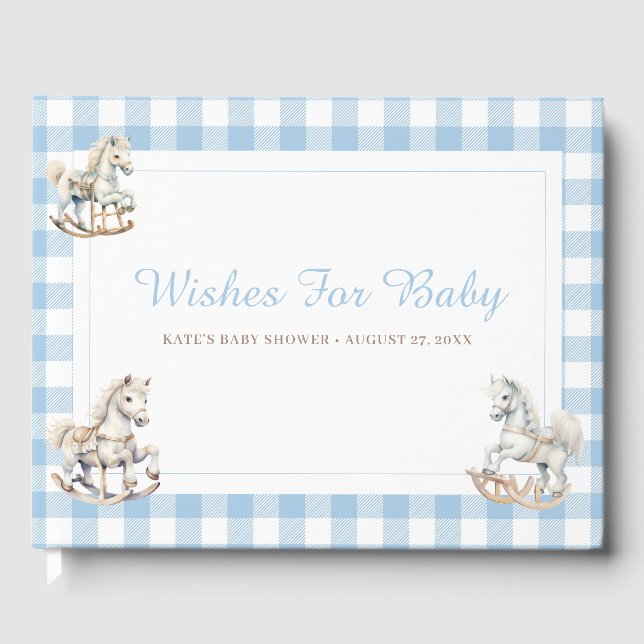 Wishes for Baby Rocking Horse Baby Shower  Guest Book (Front)