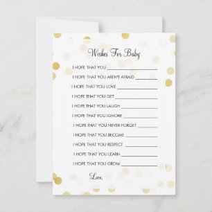 Wishes For Baby Shower Gold Foil Glitter Lights Advice Card