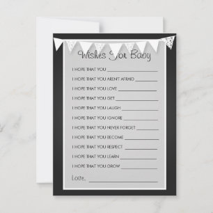 Wishes For Baby Shower Love Bunting Black Advice Card