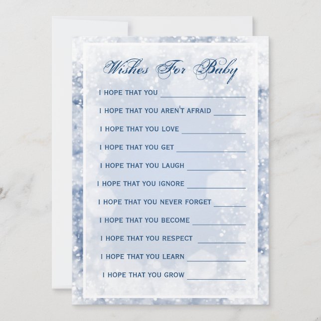 Wishes For Baby Shower Night Sparkle Blue Invitation (Front)