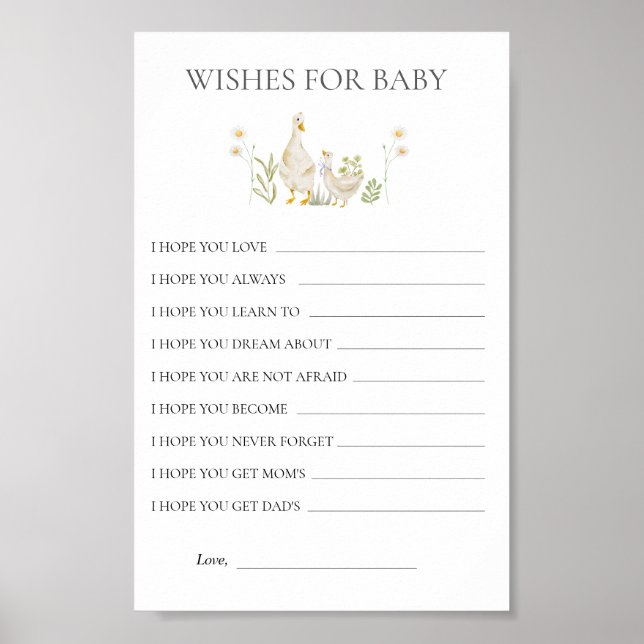 Wishes for Baby Silly Goose Baby Shower Game Poster (Front)