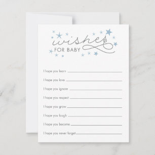 Wishes for Baby Star Baby Shower Game Card Blue