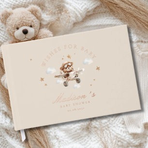 Wishes for Baby! Teddy Bear & Aeroplane Guest Book