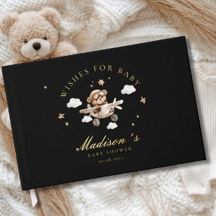 Wishes for Baby! Teddy Bear & Aeroplane Guest Book