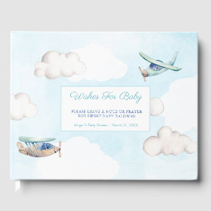 Wishes For Baby Toy Aeroplanes Clouds Baby Shower Guest Book