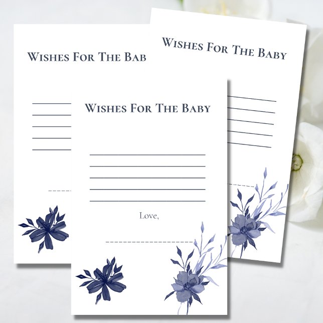 Wishes For Baby Watercolor Navy Blue Floral (Creator Uploaded)