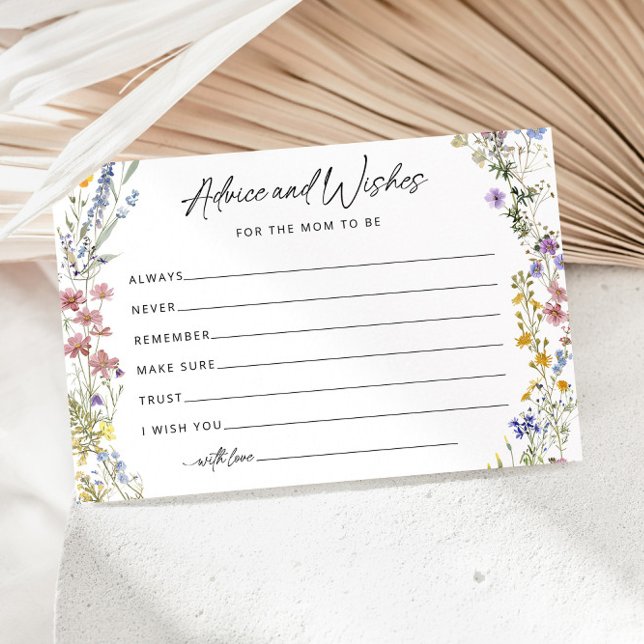 Wishes For Baby Wildflower Baby Shower Advice Card (Creator Uploaded)