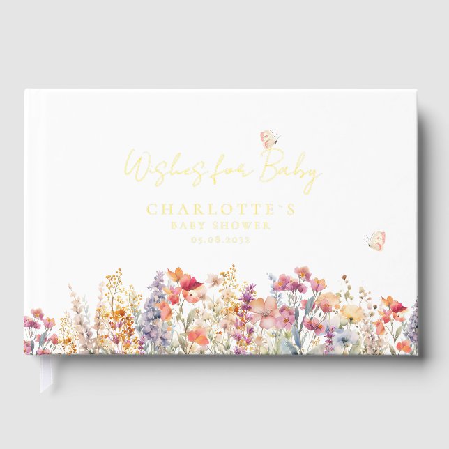 Wishes for Baby!  Wildflower Guest Book (Front)