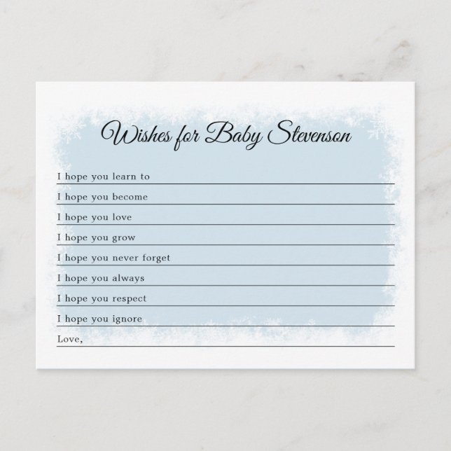 Wishes for Baby, Winter frost, changeable colour Postcard (Front)