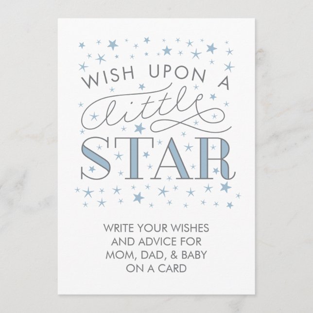 Wishes For Baby Wish On a Star Baby Shower Sign Advice Card (Front)
