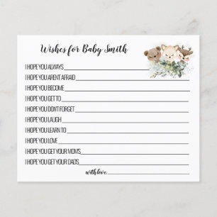 Wishes for Baby Woodland Animals Baby Shower card