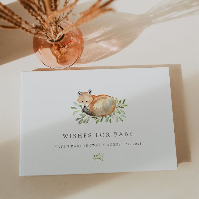 Wishes for Baby | Woodland Fox Baby Shower Guest Book (Creator Uploaded)