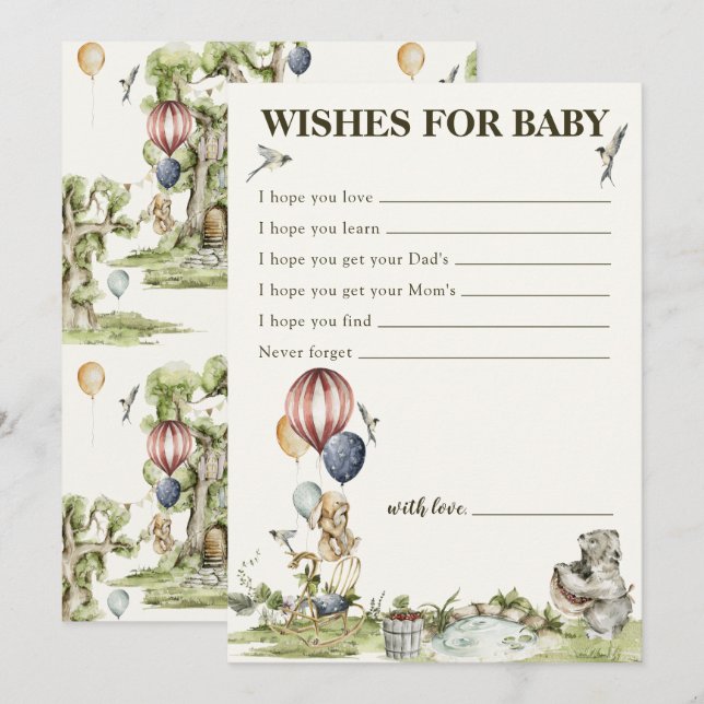 Wishes For Baby Woodland Gender Neutral Shower Advice Card (Front/Back)