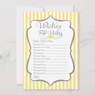 Wishes For Baby Yellow Grey Baby Shower Game Invitation