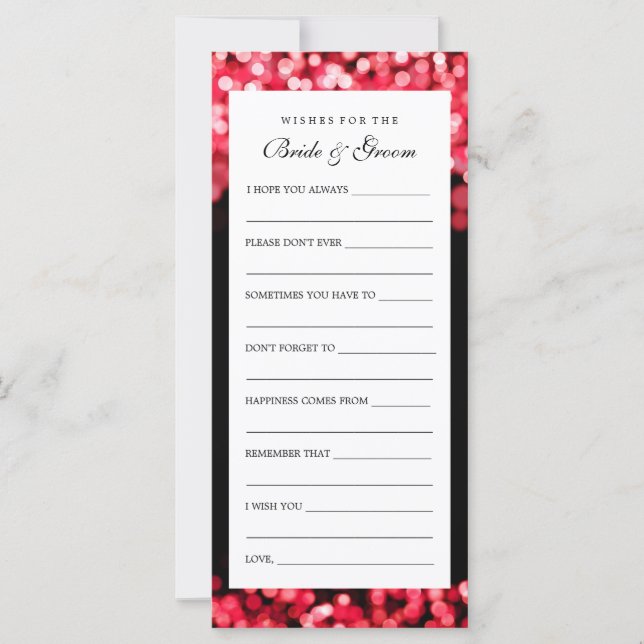 Wishes For Bride And Groom Red Lights (Front)