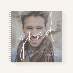 Wishes for Grad Photo Dark Overlay Guest Book